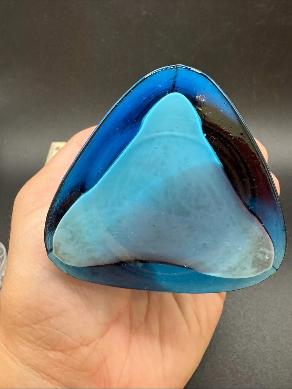 VTG Art Glass Bud Vase Futuristic Modern Amorphous 3 sided Contemporary 7.5”